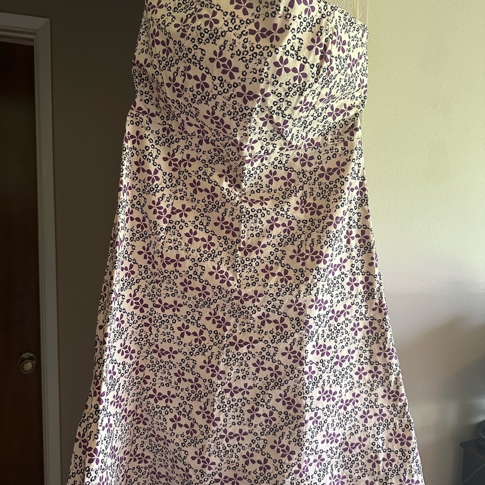 Floral Strapless Dress in Purple and White